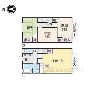 ヴィラ東生駒【1階】の間取り