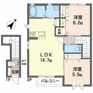 カーサレイールB【2階】の間取り