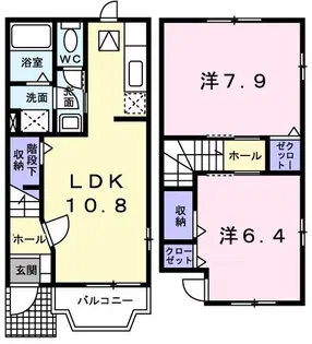 サウスヒルズやのB【1階】の間取り