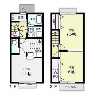 栃木県小山市大字粟宮【一戸建】の間取り