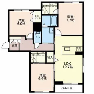 シャーメゾン女池上山 201【2階】の間取り