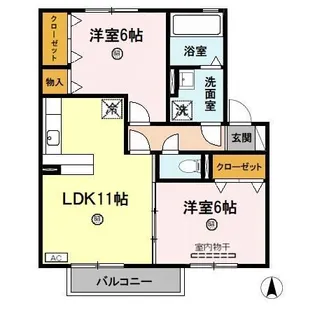 リビングタウン舟橋壱番館 A【2階】の間取り