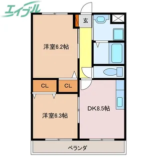 フラット立石C棟(伊賀市別府)【2階】の間取り