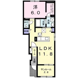 ベルアンドロスB【1階】の間取り