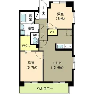 パークハイツ美咲【7階】の間取り