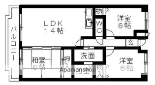 グランドヒルズ不二矢【5階】の間取り