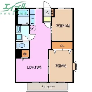 リバーヴィレッジ【1階】の間取り