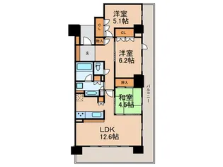 パークタワーあべのグランエア【19階】の間取り