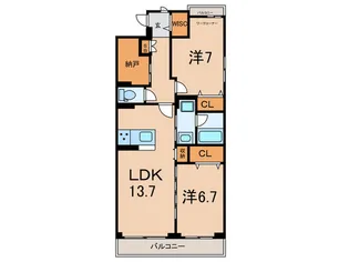 カーサ・ルミナーレ【3階】の間取り