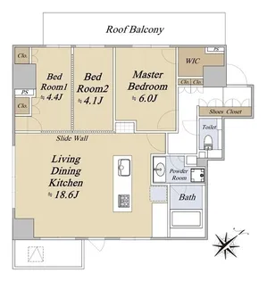 クレストコート旗の台【5階】の間取り