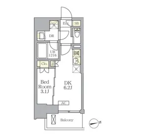 ザ・ライオンズフォーシア文京湯島【9階】の間取り