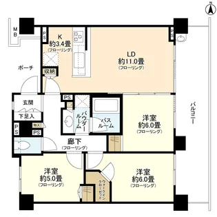 シティハウス横濱片倉町ステーションコート【4階】の間取り