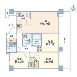シティハウス横濱片倉町ステーションコート【4階】の間取り