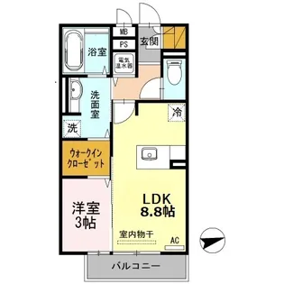 リバービュー唐橋【1階】の間取り