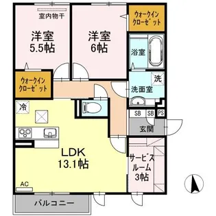 プレジオあくら B【1階】の間取り