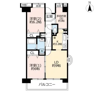 UR武蔵野緑町パークタウン【12階】の間取り