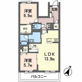 オカバ姫路岡町シャーメゾンA【2階】の間取り