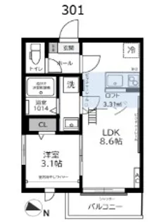ガーデンヒルズ宮原【3階】の間取り