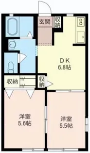 ウッドブルーコートA【1階】の間取り