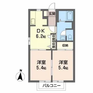 ランドマーク戸ノ内 C【2階】の間取り