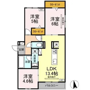 セレスティア鷺山 WEST【2階】の間取り