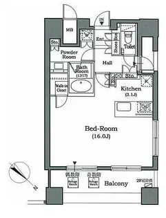 ホライズンプレイス赤坂【14階】の間取り