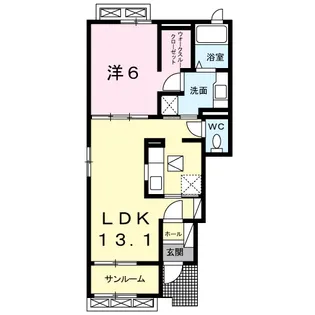【 1LDK・角部屋 ・即入可】リゼール・ド・レ・ミュW館 101号室【1階】の間取り