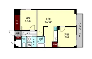 グリュックメゾン西大寺【5階】の間取り