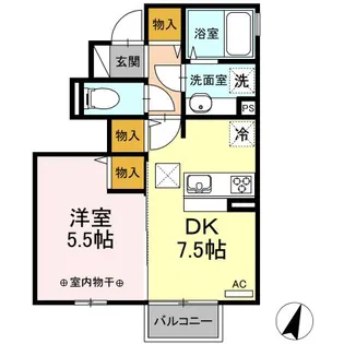 コンフォールななせ【1階】の間取り