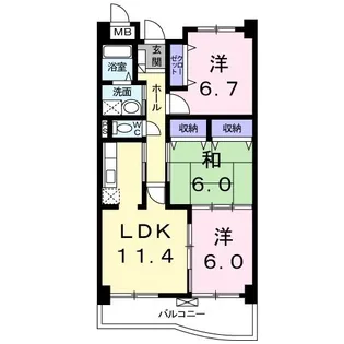 クレメント・ミヤマエ【3階】の間取り