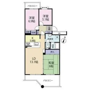 ヴェルディール仰木第壱号棟【3階】の間取り