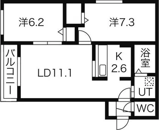 北海道札幌市西区発寒一条2【マンション】の間取り