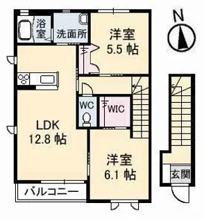グランディール B棟【2階】の間取り