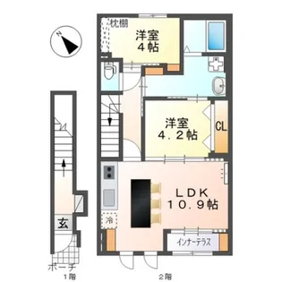 (仮)スイートモダン宮内【2階】の間取り