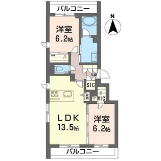 ベイヒルズ三ッ沢【3階】の間取り