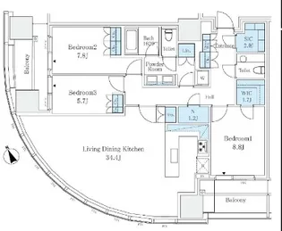 麻布台ヒルズレジデンスB【28階】の間取り
