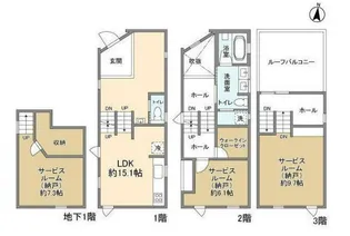 東京都世田谷区奥沢1【一戸建】の間取り