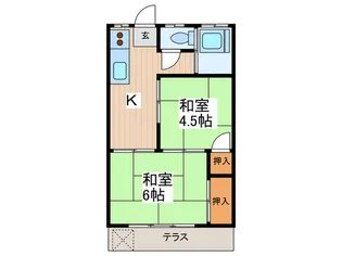 フラワーハイツ【1階】の間取り