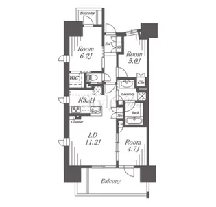 プラウド高岳カームコート【12階】の間取り