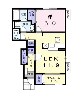 サンライズ 2番館 清水町【1階】の間取り