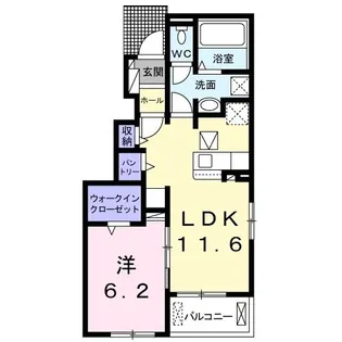 エスパス ウルーC【1階】の間取り
