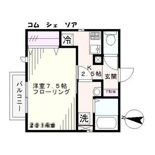 コム シェ ソア(COMME CHEZ SOI)【2階】の間取り