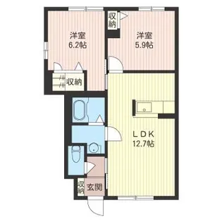 プレールB【1階】の間取り