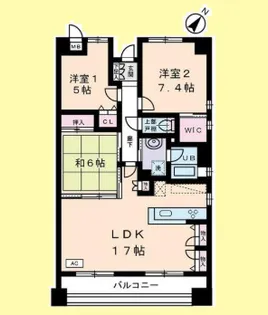 グランデュール千鳥【7階】の間取り