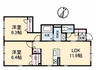 ヴィラ・ノーブル庭瀬【1階】の間取り