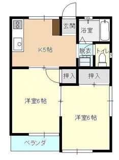 甲子ハイツ B棟【1階】の間取り