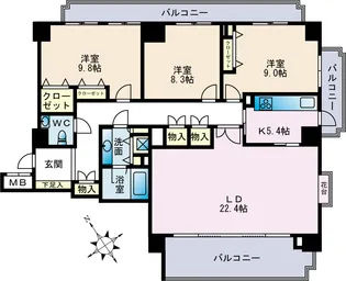 パークハウス多摩川北参番館【11階】の間取り