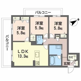 ラウンドアバウト 安城【2階】の間取り