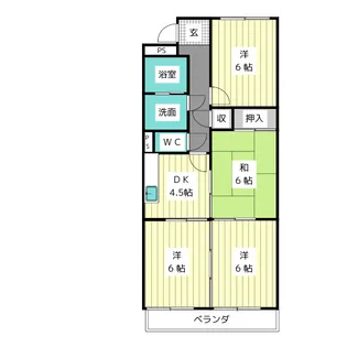 レジオン香流【3階】の間取り