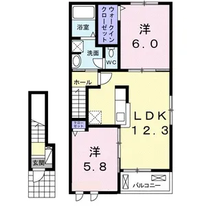 広島県福山市神辺町字道上【アパート】の間取り